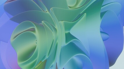 3d vertical banner emerald royal color. Wavy fluid trendy modern background. © Oleksandr