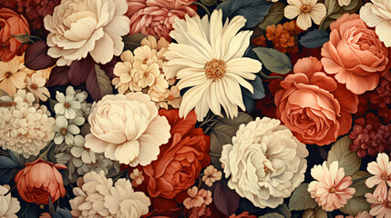 Floral background. Vintage flowers.