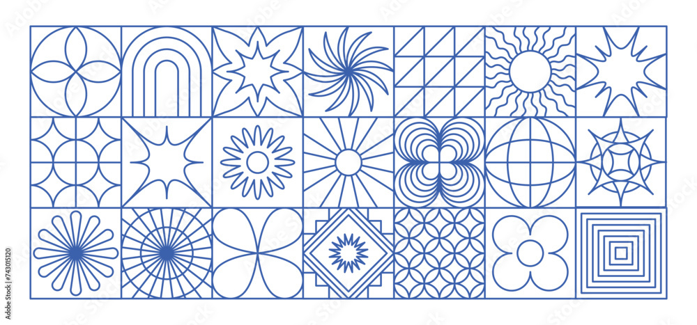 Poster vector minimal geometric illustrations set - trendy abstract aesthetic minimal compositions, prints,