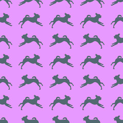 Running petit brabancon puppy isolated on a pink background. Seamless pattern. Endless texture. Design for wallpaper, fabric, template, printing. Vector illustration.