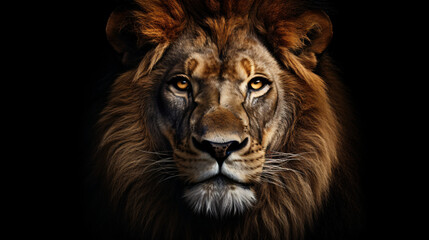 Lion king Portrait on black background Wildlife