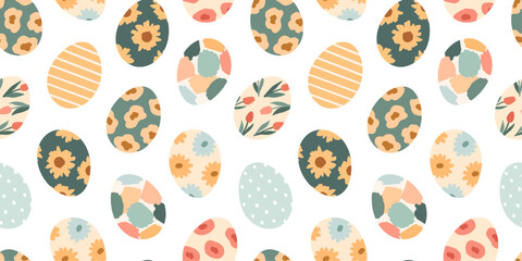 Materiał do szycia Seamless pattern with colorful Easter eggs