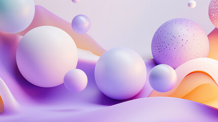 Spheres on a purple background. Abstract background in 3d style