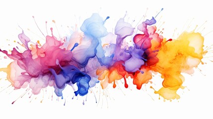 An abstract explosion of colorful ink blots against a white background, symbolizing creativity and dynamics.