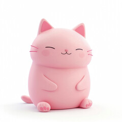 Fototapeta premium Cute pink cat in 3d style