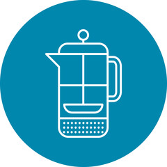 French Press Line Circle Icon