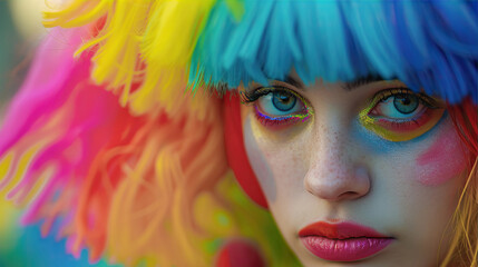 Girl with multi-colored hair
