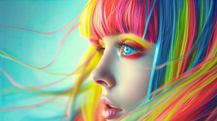 Girl with multi-colored hair
