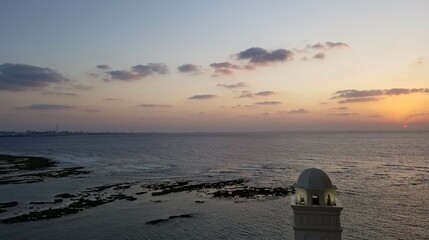 Beautiful, okinawa, japan sunset from hotel over looking the ocean. 