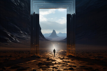 Portal in the desert, gate of the world, arch in the desert, door to the sky
