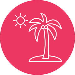 Coconut Tree Line Circle Icon