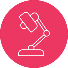 Desk Lamp Line Circle Icon