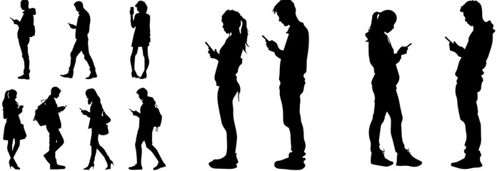 mobile phone,people,girl,boy standing black and white