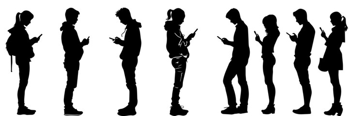 mobile phone,people,girl,boy standing black and white