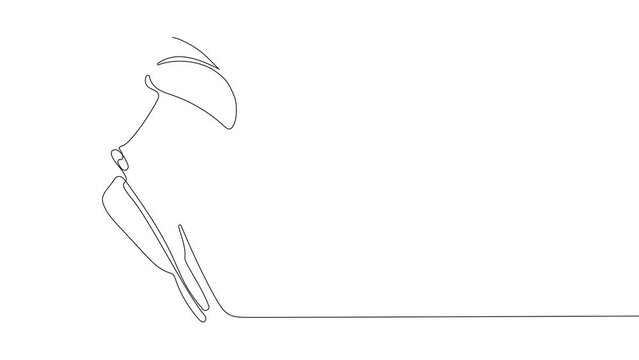 A white line is creating a rectangle on a white canvas, displaying symmetry and a geometric pattern. The shape resembles a logo with sharp angles and parallel lines