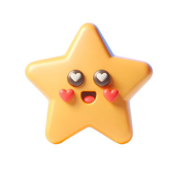Illustration of cute star emoji with heart and eyes