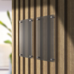 Transparent plate on wall  wood