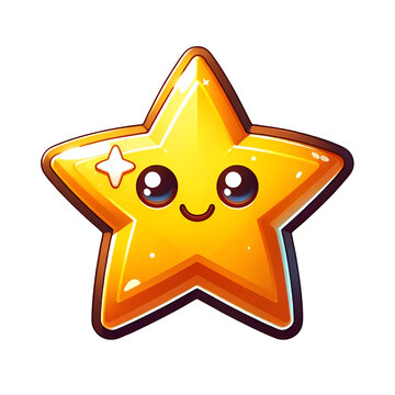 Cartoon illustration of happy star emoji