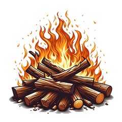 Fire wood with fire vector illustration for graphics design 