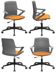 Office computer chair. Interior element. Isolated from the background. From different angles