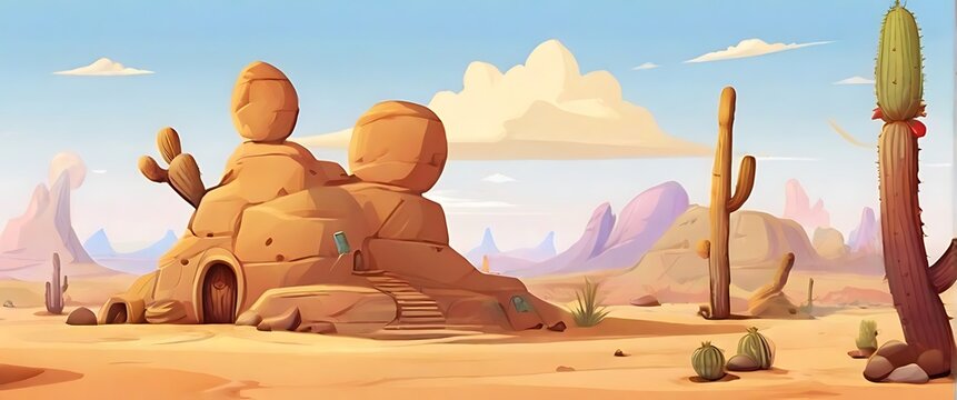 Sahar desert vector illustration for graphics design cartoon style