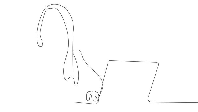 A white line is creating a rectangle on a white canvas, displaying symmetry and a geometric pattern. The shape resembles a logo with sharp angles and parallel lines