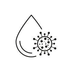Water bacteria icon design, water drop with bacteria symbol. isolated on white background, vector illustration
