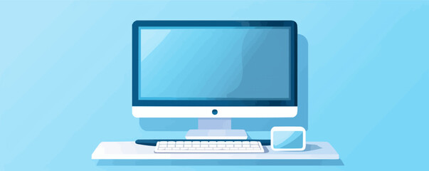 Desktop computer icon vector isolated - obrazy, fototapety, plakaty