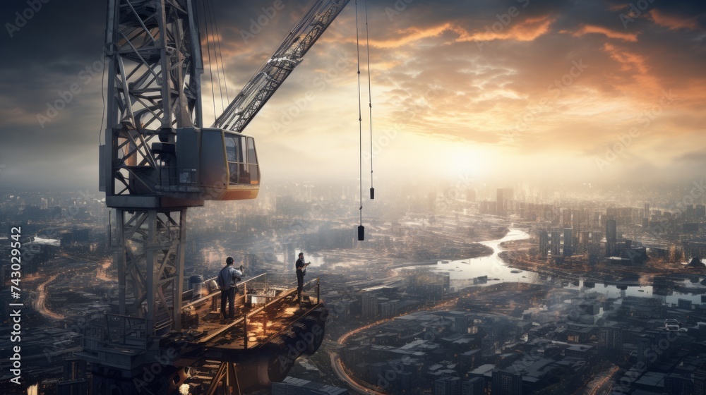 Poster generative ai a breathtaking aerial view of a skilled operator expertly maneuvering a high-altitude 
