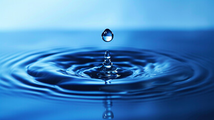 Naklejka na ściany i meble macro photo of a drop of water dripping into water