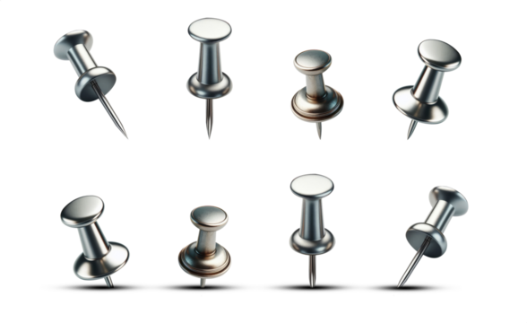 push pin isolated - transparent PNG premium pen tool cutout - metal push pin - pushpin - with and without shadow