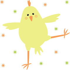 Vector character in flat style chicken.