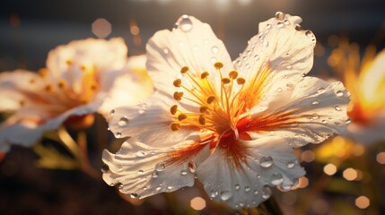 Generative AI A macro shot focusing on the intricate details of a single blooming spring wildflower.