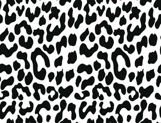 
Leopard print vector black and white seamless pattern, wild cat texture, modern background