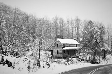 old house in the snow