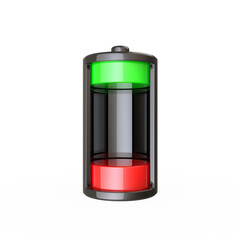 3d render battery full status for energy charging isolated illustration
