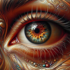  oil painting eye, depicting intricate details and rich colors that capture the depth and expressiveness of the human gaze, generative ai