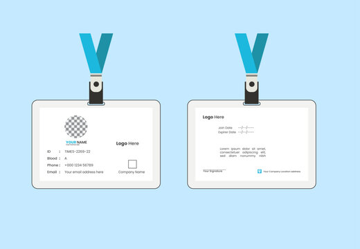 Id Card Design,Modern and Clean ID Card Design Template.Vector id card template with clasp and lanyard.professional corporate id card template, clean id card design. ID Card Layout