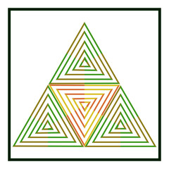 Triangle made of colorful lines on square