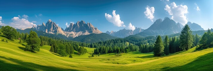 Peaceful landscape of mountain meadow