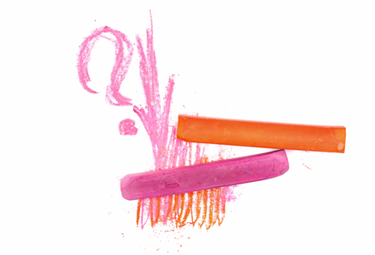 Colorful chalks isolated on white background, top view - Powered by Adobe