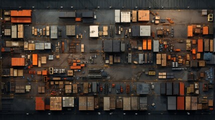 Generative AI Aerial View of Storage Warehouse