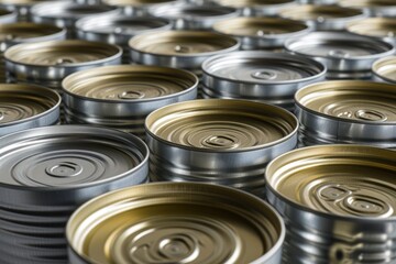 Many open tin cans - obrazy, fototapety, plakaty