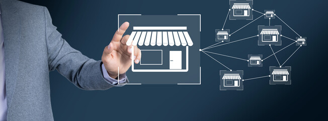 Franchise business concept, franchise network business marketing