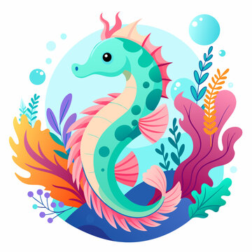 Illustration of seahorse under the sea