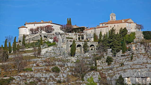 Village Gourdon at Top of Hill in South France