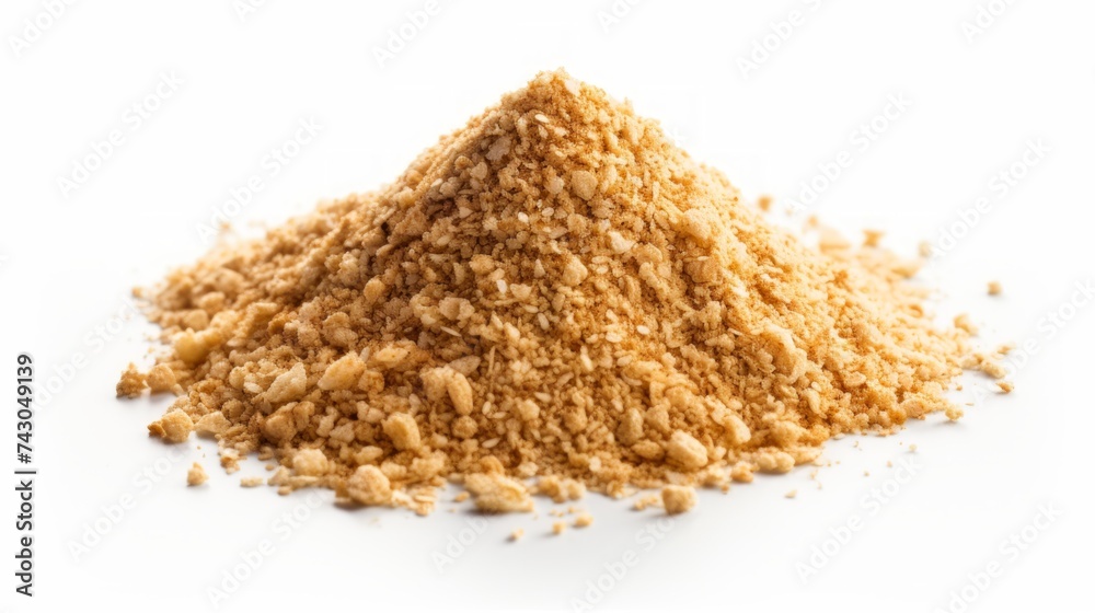 Poster Close-up realistic photo of a small mound of quinoa flakes on a white background Generative AI