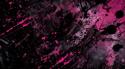 Abstract black and pink chaotic paints textured background
