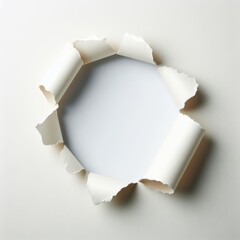 paper hole with torn edge on a white background 