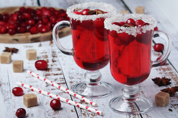 Two glasses with cranberry drink